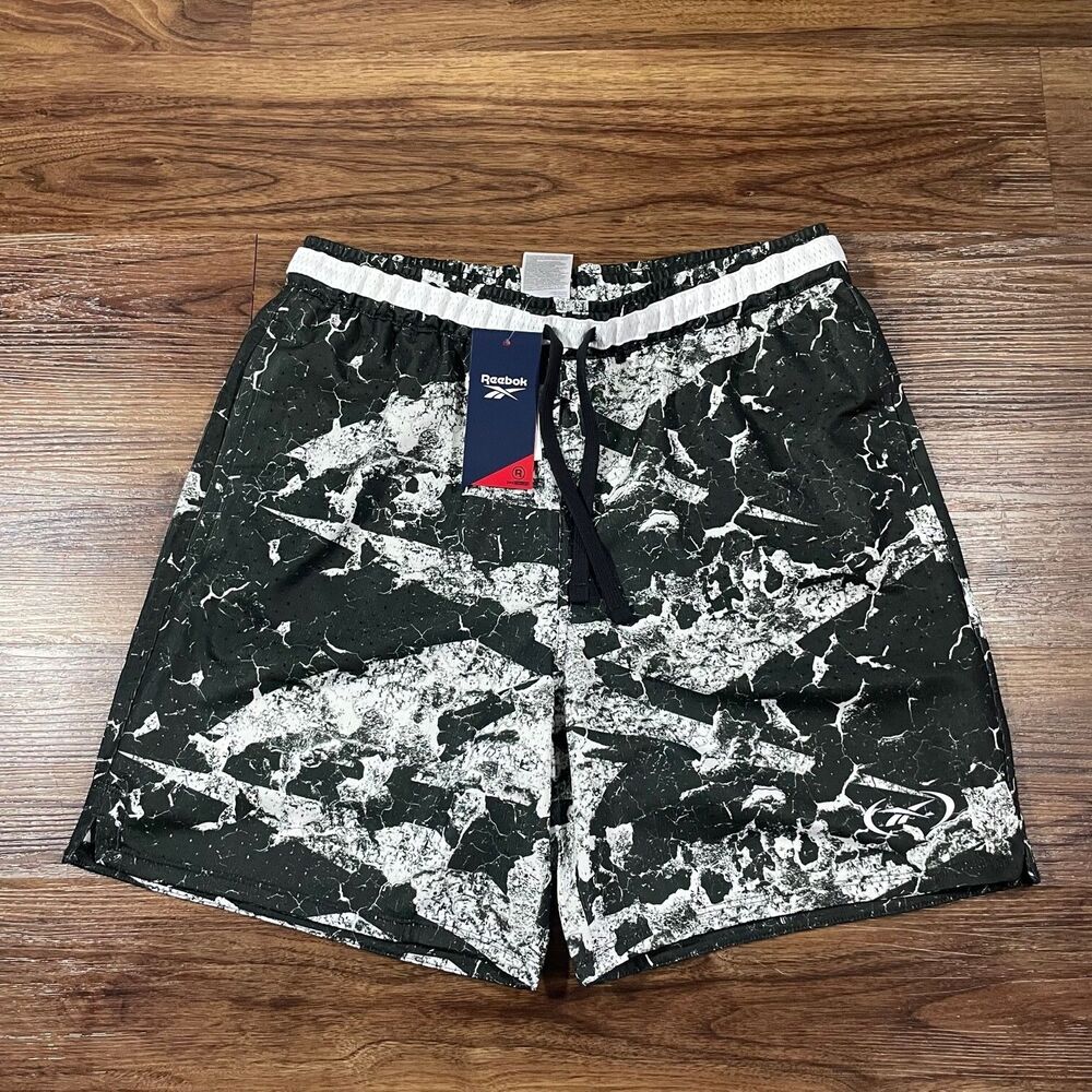 NEW Reebok Hoopwear Transition 7" Shorts Men's Size M Black Drawstring Polyester